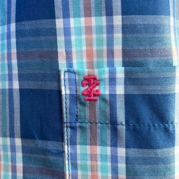 𝅺IZOD Men’s Short Sleeve Plaid Button Down Dress/Casual Shirt Size M - Picture 6 of 12